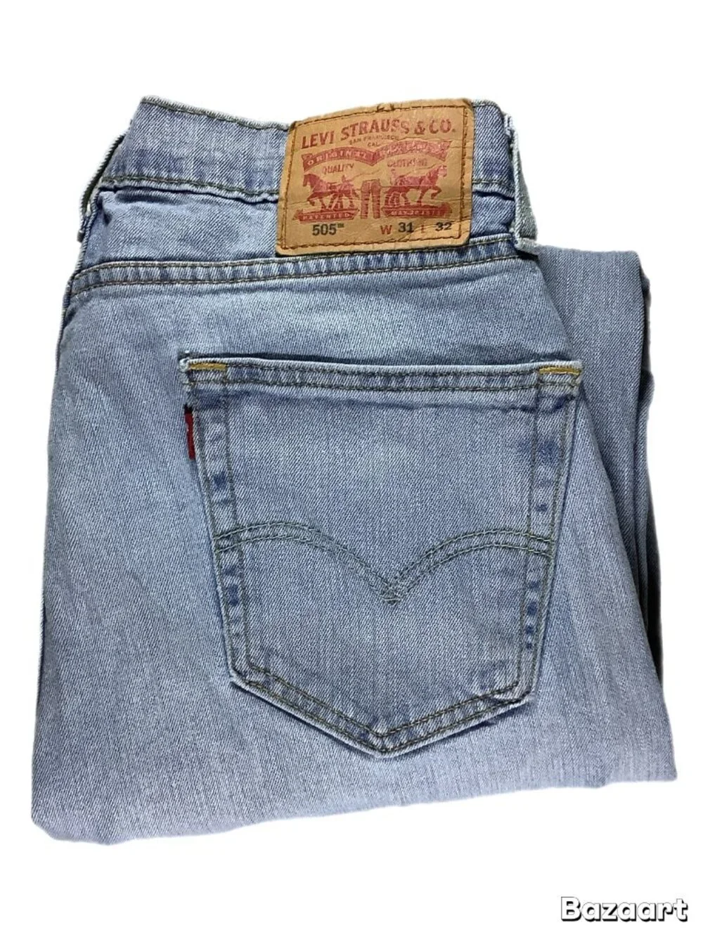 Levi's 505 Blank Tab Men's Light Wash Jeans Regular Fit Size 31x32 (285)